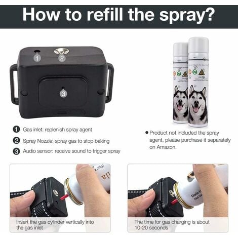 Collier Anti Aboiement Chien, Citronnelle Collier Anti Aboiement Chien Spray, Collier de Dressage Rechargeables Et Sécuritaires avec 2 Sangles pour Le Remplacement Ikodm