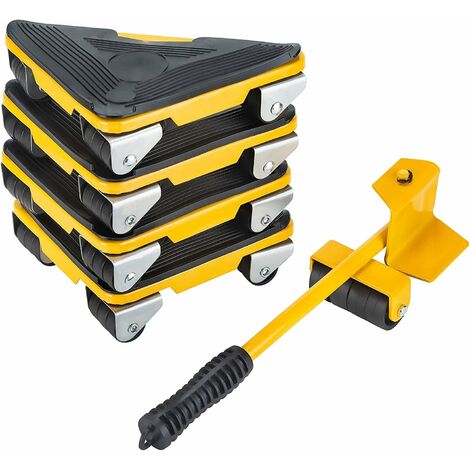 Leve Meuble Lourd, 5 Pièces Outil de Déplacement de Meubles，Meuble Kit avec  Roue Rotative à 360 Degrés et Leve Meuble pour Déménagement Meubles Lourds,  réfrigérateur Jaune : : Bricolage