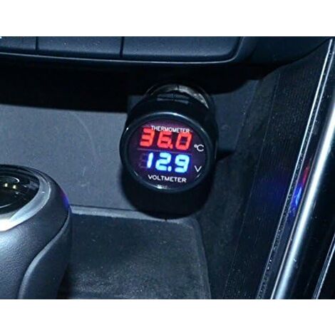 Voltmètre multifonctionnel à écran LCD avec laffichage de température indicateur de tension et jauge de carburant de batterie 