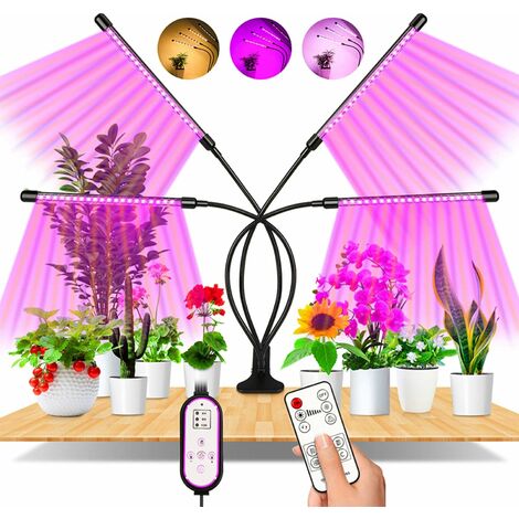 lampe de croissance Spectre Complet avec Chronométrage Auto-On/Off 4/8/12H pour plantes d'intérieur grandes 80 LEDs Lampe de Croissance à 360° 4 Heads Éclairage Horticole Avec Lampe de Plante 