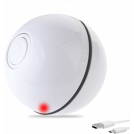 LITZEE Balle Interactive Intelligente de Jouet pour Chat Boule de Roulement Automatique pour Jouet Rechargeable USB pour Chat Animal de Compagnie avec la Boule de Rotation de Lumière LED 360 Degrés (Blanc)