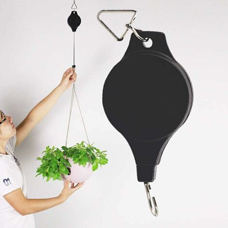 Lot de 3 poulies de suspension rétractables pour plantes avec 2 crochets en métal pour plafond pot de fleurs et mangeoire à oiseaux blanc
