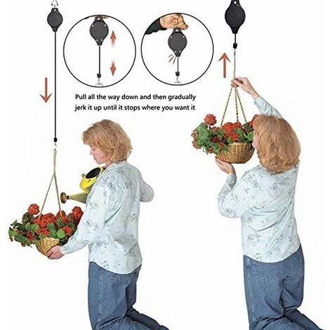 MVPACKEEY Lot de 4 poulies rétractables à suspendre pour panier de fleurs