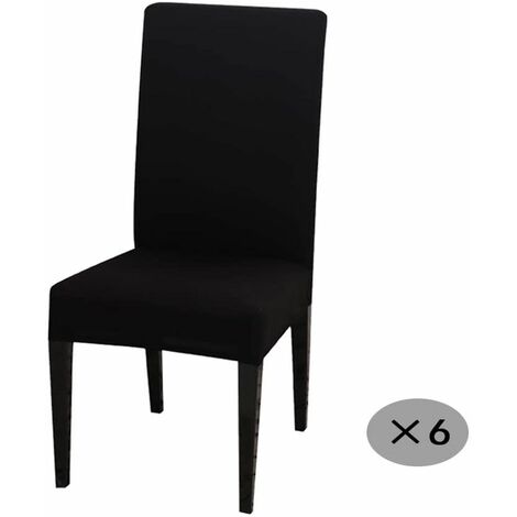 LITZEE 6 pièces housse de chaise élastique moderne - housse de protection imbriquée s'applique à la fête de banquet de mariage en famille, housse de chaise élastique douce et lisse (taille générale , 6 pièces), noir
