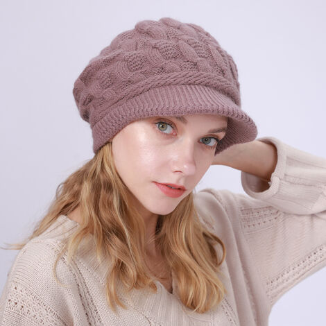 Coton à tricoter chaud couleur unie avec rebord Bonnet Cap Chapeau Hexagonal Turban Hat 