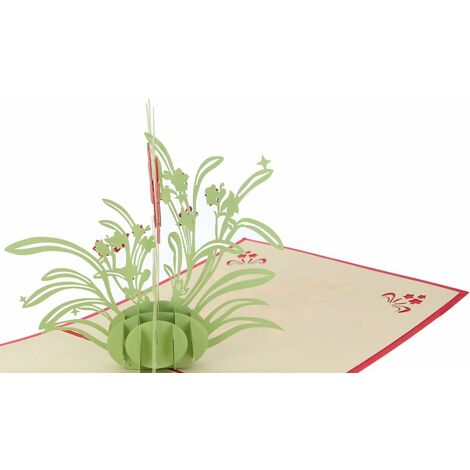 Carte de voeux pop-up en papier avec enveloppe, plante en pot 3D, pour fête  des