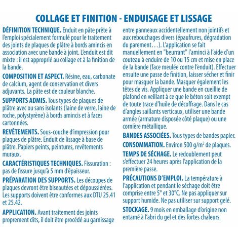 Enduit 2 en 1 multifonctions Semin - joint et lissage de la plaque de pâtre - intérieur - seau de 7 kg