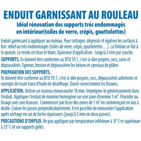 Enduit garnissant Semin - seau de 10 kg, 1 rouleau - 23 cm, une lame pour  lisser - 15 cm au meilleur prix