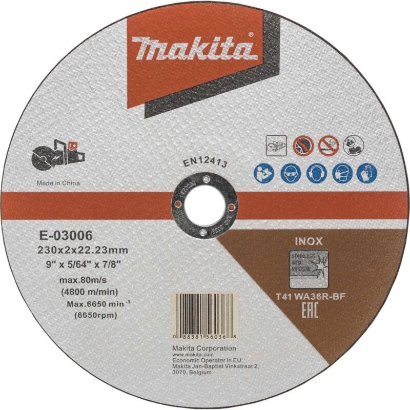 Makita Trennscheibe INOX 230x2,0 Mm – Für Edelstahl & Stahl, Dünn, Für Akku-Trennschleifer