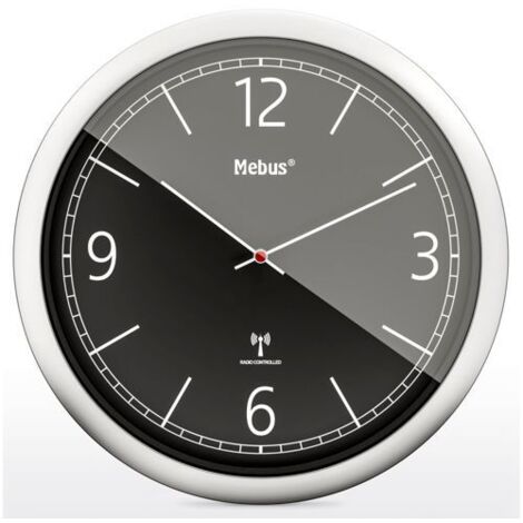 Mebus 19813 Funkwanduhr schwarz/silber (1/5)