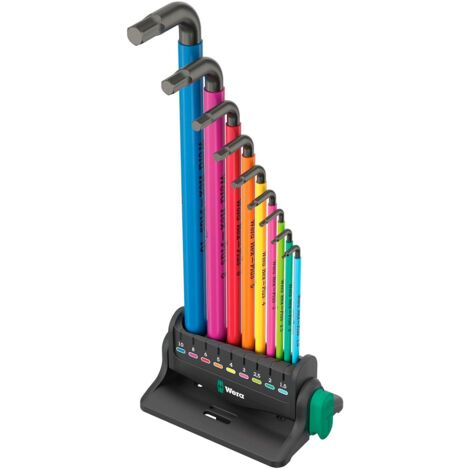 Wera 950/9 Hex-Plus Multicolour 3 Innen-Sechskant Winkelschraubendreher-Set 1.5 mm, 2 mm, 2.5 mm, 3