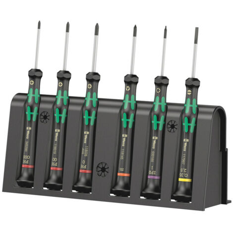 Wera 2050/6 Elektronik- u. Feinmechanik Schraubendreher-Set 6teilig Schlitz, Kreuzschlitz Phillips,