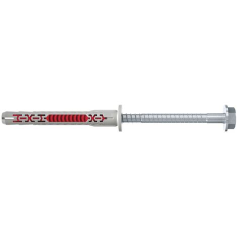 fischer DuoXpand 10 x 120 FUS, hochwertiger Universaldübel mit Sechskantschraube & angeformter U-Scheibe (50 Stk.), Dübel für starken Halt, ideal für poröse Baustoffe & randnahe Verankerungen