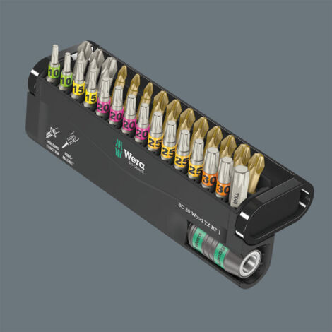 Wera Bit-Check 30 Wood TORX HF – 30-tlg. mit Haltefunktion – Für Hartholz – Universalhalter mit Ringmagnet – Schnelles Reihenverschrauben (1/10)