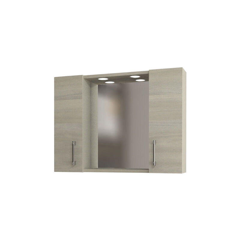 Mobile bagno 2 ante rovere grigio con specchio e