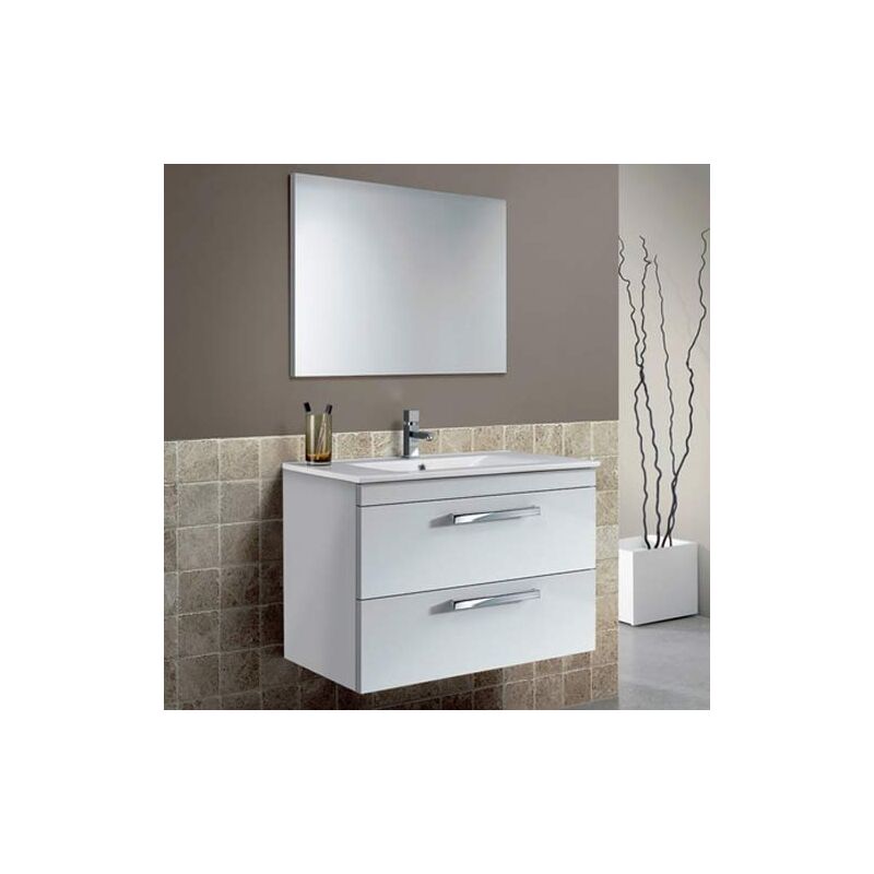 Mobile bagno moderno sospeso bianco laccato Aruba.