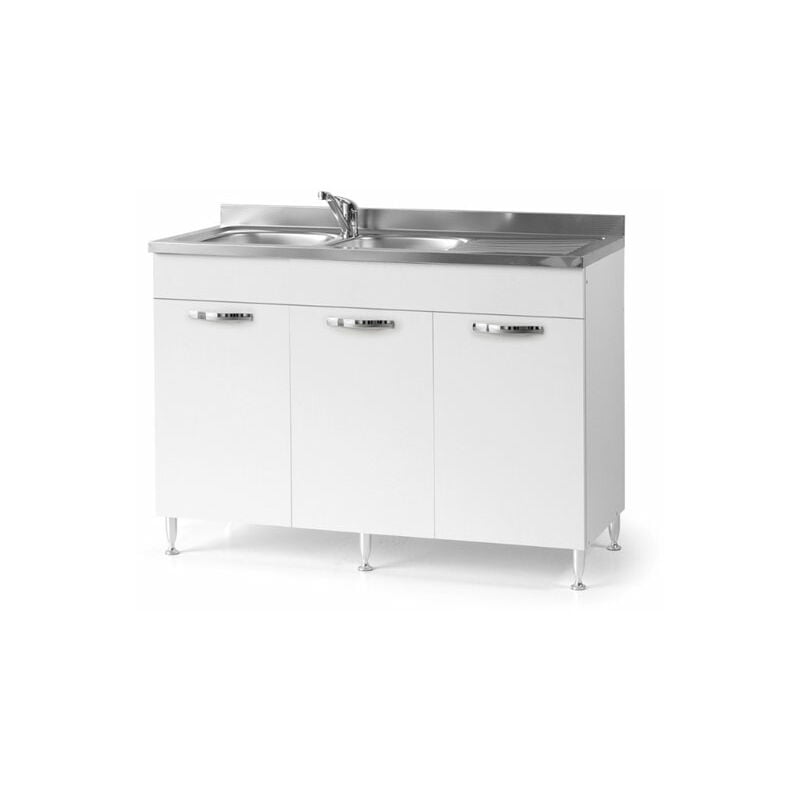 Mobile cucina sottolavello bianco frassinato 120x50 cm a 3 ante per lavelli  in acciaio inox - Vendita Online ItaliaBoxDoccia