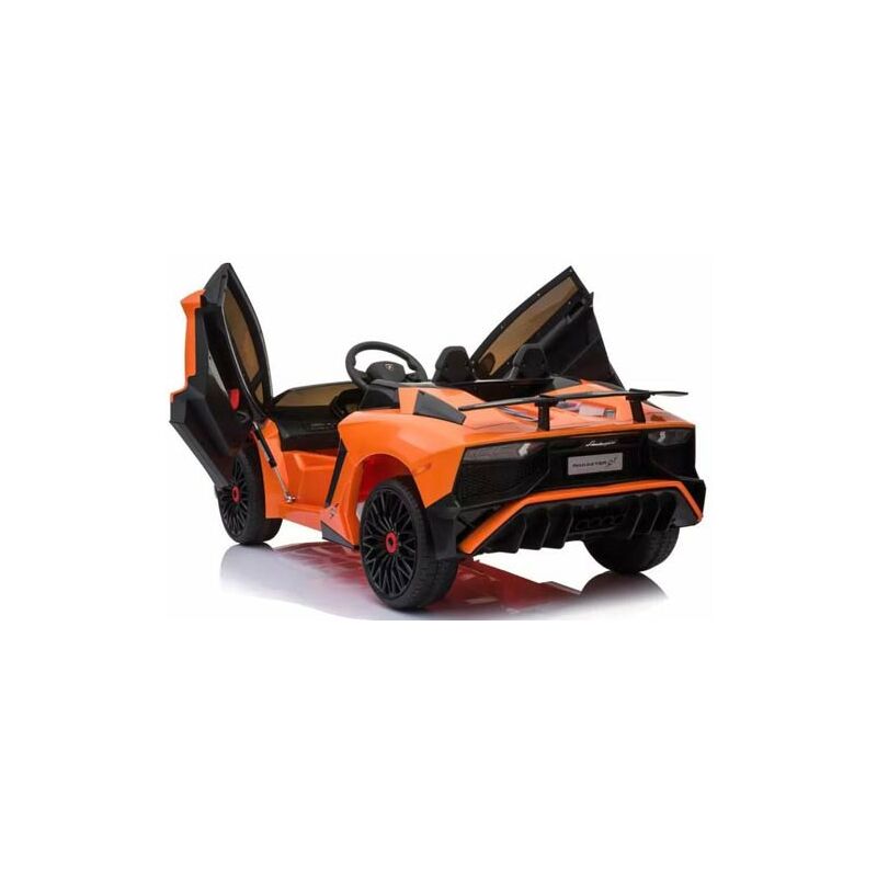 Macchina elettrica 12 volt Lamborghini Aventador per bambini con  telecomando e due poggiatesta. Auto elettrica sportiva colore arancione per  bambino con radiocomando.