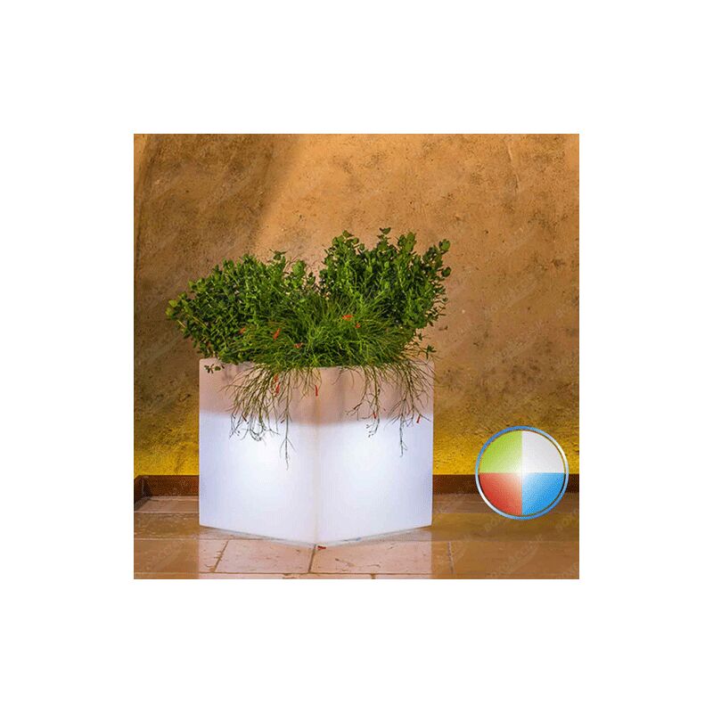 Genesis vaso alto rotondo luminoso LED RGB portavasi giardino terrazza