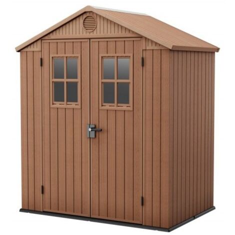 Keter Casetta da Giardino in Resina DARWIN 6x4 Wood con Finestre Frontali
