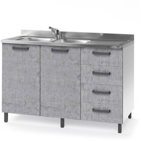 Sottolavello cucina montato con ante cemento 120 cm. (1/2)