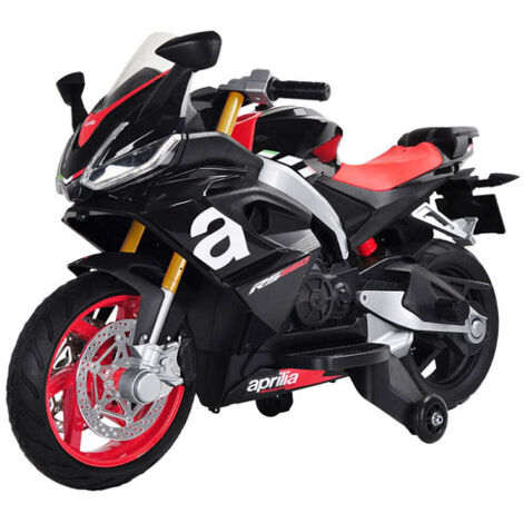 Moto elettrica per bambini Aprilia RS666 nera con