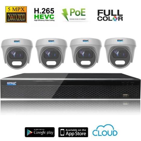 Kit videosorveglianza POE 4 telecamere dome 5MPX (1/4)