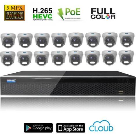Kit videosorveglianza IP 16 telecamere dome da esterno (1/5)