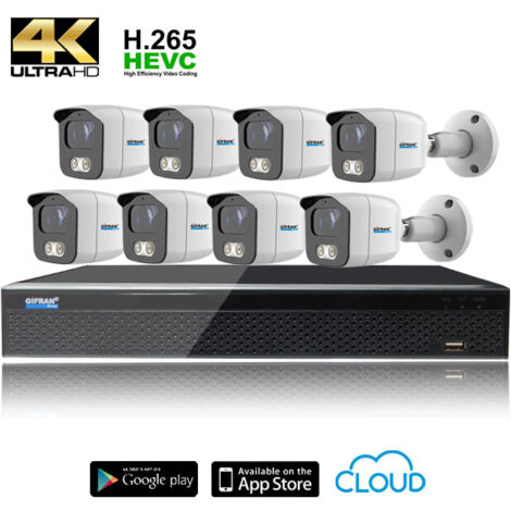 Kit Videosorveglianza 4K 8 canali 1TB telecamere grandangolo