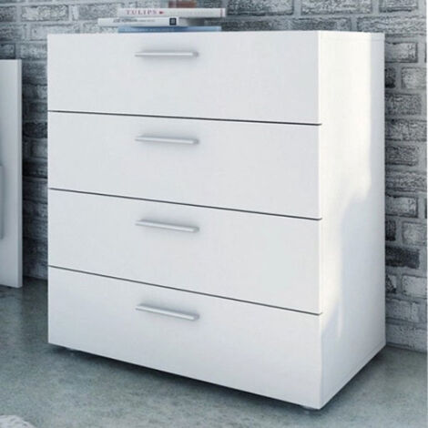 Cassettiera Bianca 4 Cassetti 60x90cm - Mobile Camera Da Letto Moderno In Legno - Foto 2