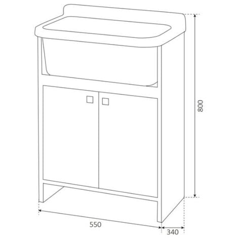 Kit mobile lavatoio in PVC antiacido, misure 55x34x80H