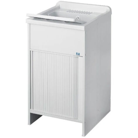 Negrari 4006K Lavatoio Lavapanni con Chiusura a Serrandina, PVC, Bianco, 45 x 50 x 85 cm