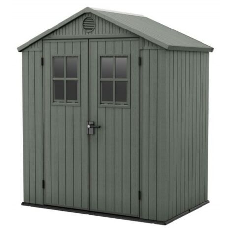 Keter Casetta da Giardino in Resina DARWIN 6x4 Green con Finestre Frontali