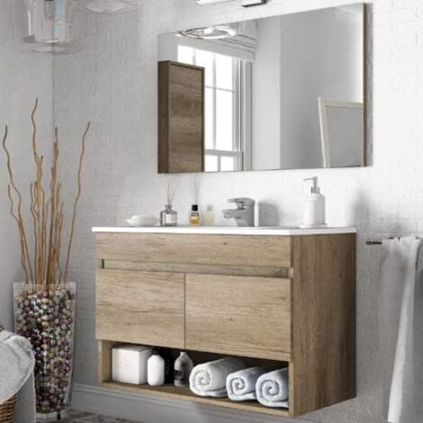 Mobile bagno moderno sospeso 80 cm con due ante e un