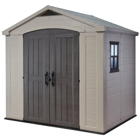 casetta da giardino keter "factor 8x6" in resina colore beige con porta battente doppia 256,5x182x243 cm