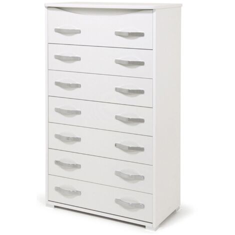 Cassettiera bianco frassinato con 7 cassetti in legno
