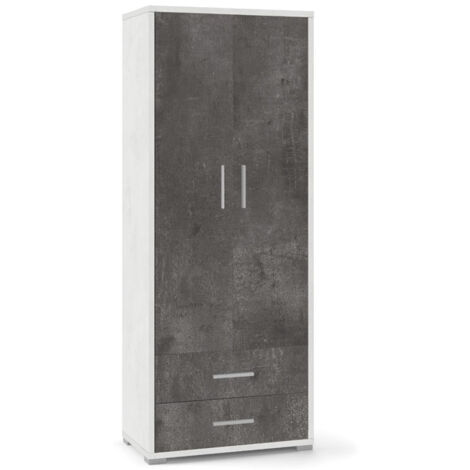 Mobile 2 Ante 2 Cassetti 71L x 41P x h182 – Finitura Bianco Opaco e Nero Opaco – Sarmog