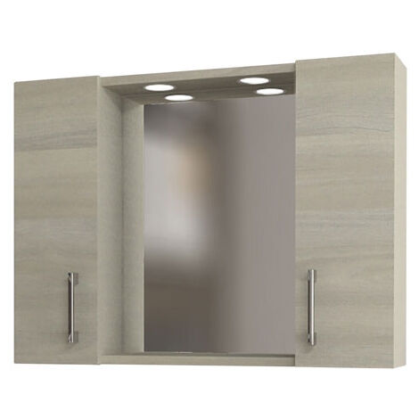 Mobile bagno 2 ante rovere grigio con specchio e