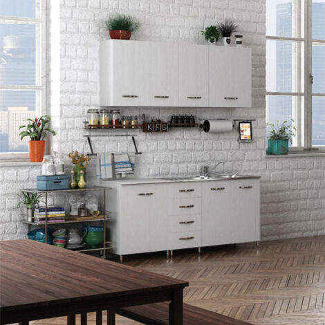 Mobile pensile per cucina componibile bianco frassinato