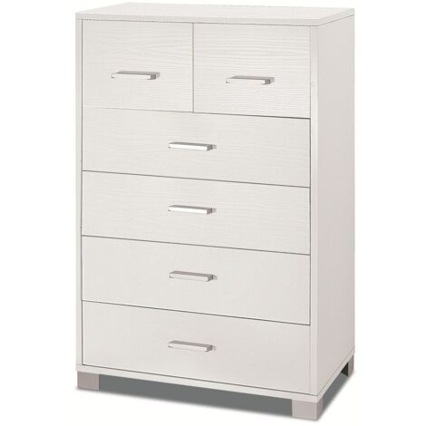 Cassettiera mobile 6 posti h112 l70 p41 cm – Struttura in legno 18mm – Cassetti con guide in metallo – Finitura bianco graffiato – Sarmog (1/9)
