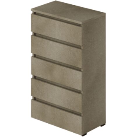 Cassettiera argilla con 5 cassetti in legno nobilitato.