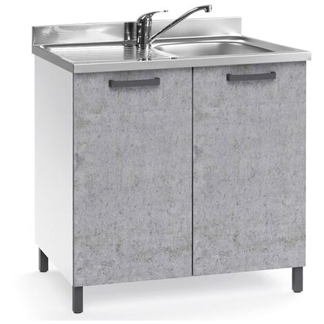 Sottolavello cucina componibile con ante 80 cm cemento.