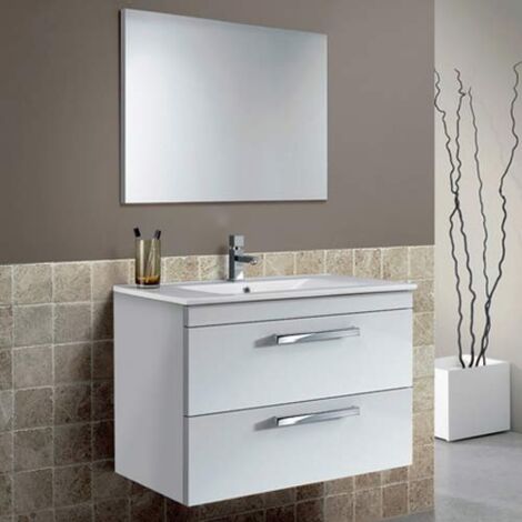 Mobile bagno moderno sospeso bianco laccato Aruba.