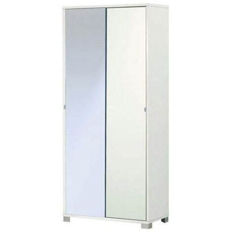 Armadio multiuso due ante scorrevoli con specchio Bianco 82x41x h190 cm
