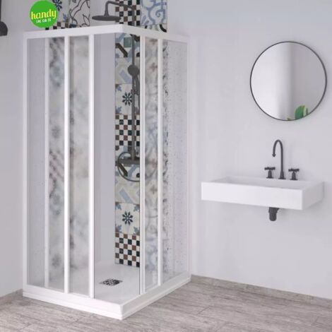 Box doccia angolare con profili in PVC e acrilico da 1,8