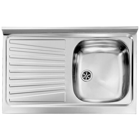 LAVELLO APPOGGIO INOX 1 VASCA DX + GOCCIOLATOIO SX 80 CM