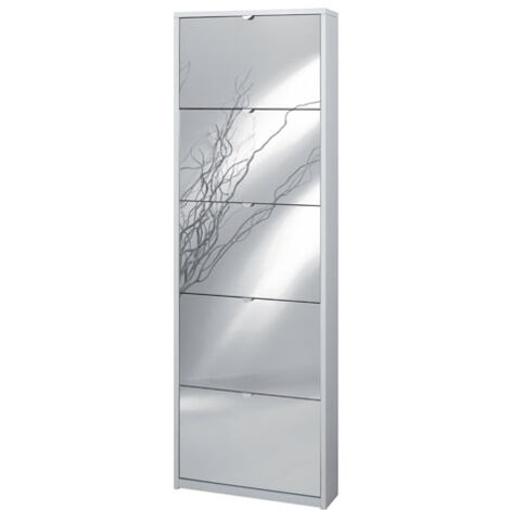 Armadio scarpiera slim bianco fiammato con 5 ripiani a