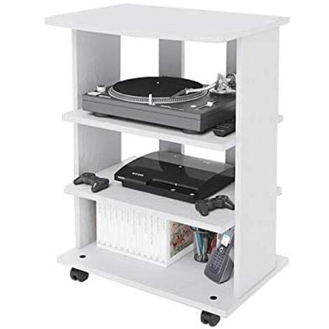 Mobile porta Pc e stampante in legno bianco. Carrello