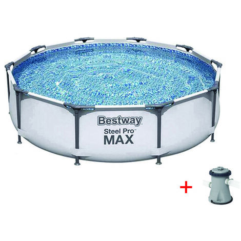 Bestway – Piscina fuori terra rotonda 366x76 cm – Struttura in acciaio resistente alla corrosione – Liner in PVC DuraPlus – Pompa filtro inclusa (1/10)