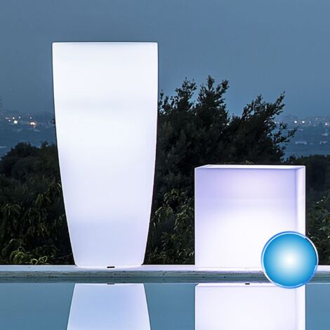 Vaso luminoso da giardino in resina bianca per esterno.